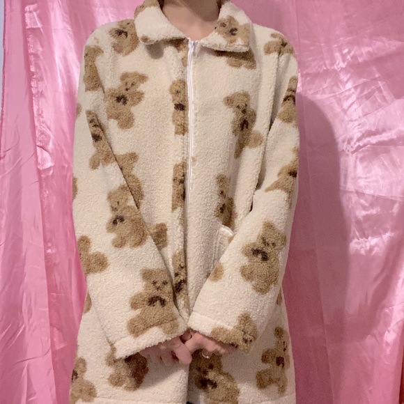 Y2K Cute Fuzzy Teddy Bear Coat - Picture 2 of 2